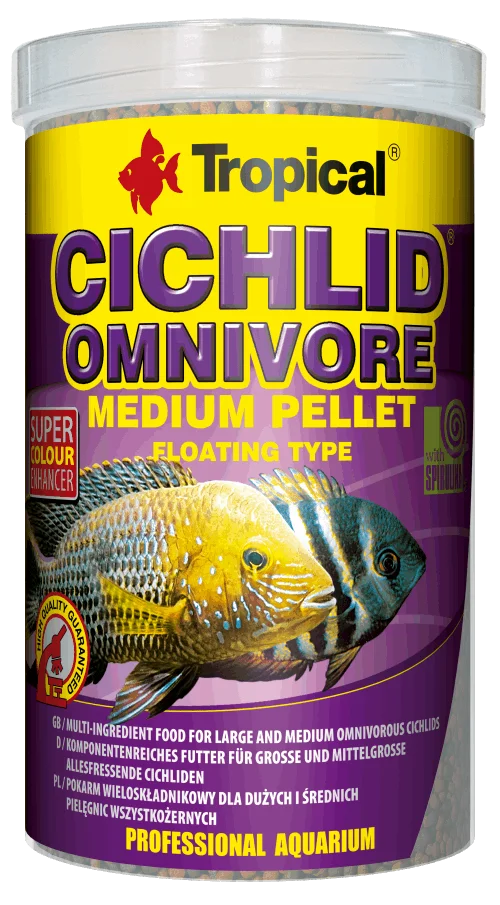 CICHLID OMNIVORE MEDIUM PELLET 500ML/180